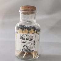 65mm Black Tip Safety Matches in Glass Bottle with Striker and Labels