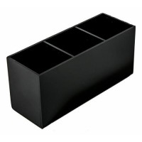 Custom Black Acrylic Makeup Brush Holder Organizer 3 Slot Cosmetics Brushes Storage Box