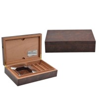 Custom MDF Cedar Wooden Cigar Humidor Moisture Proof Box with Ashtray for Cigar Portable Storage