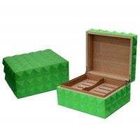 Glossy Green Painting Waved Surface Cigar Box