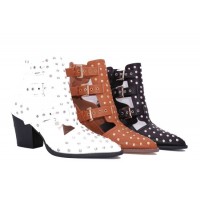 3 Colors PU Lady Fashion/ /Comfortable/Joker/ Studs with Buckles Short Boots.