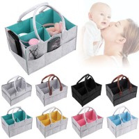 Portable Nursery Nappy Diaper Caddygray Felt Baby Diaper Bag Organizer Storage Basket Infant Girl Bo