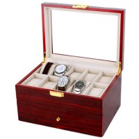 Wooden Watch Box Wooden Display Case Red Brilliant Varnish