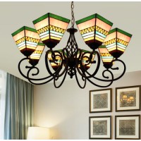American Living Room Chandelier Mediterranean Bedroom Tiffany Pendant Lamp