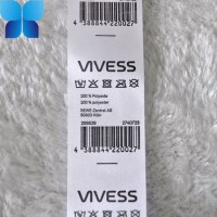 White Satin Label Wash Care Label Printed with Barcode
