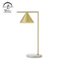 Bedroom Reading Lamp Gold Metal with White Marble Table Lamp
