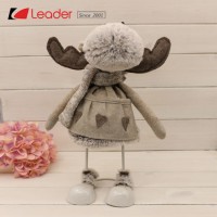 New Nordic Fabric Sitting Deer Figurine Craft with Metal Feet for Home Decoration and Christmas Gift