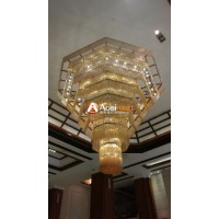 Extra Large Chic Flower Decoration Shape Bottom Glass Tube Flush Mounted Chandelier Lamp
