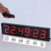 4 Inch 6 Digit LED Wall Digital Stopwatch Alarm Clock