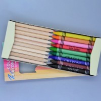 Hot Selling School Stationery Set with 9PCS Wax Crayons and 10PCS Wooden Color Pencils in Colored Bo