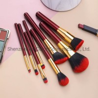 8PCS Premium Red Makeup Brush Set Vegan Highlighting Blush Eyeshadow Brushes