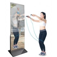Aiyos 2021 New 43 Inch Floor Stand Touch Screen Android Fitness Mirror Screen Kiosk for Gym