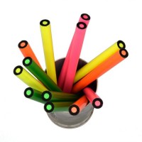 Jumbo Round/Triangular Shape Black Wood Fluorescent Neon Color Pencil