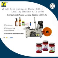 MT-50B Semi Automatic Label Equipment Manual Sticker Round Bottle Labeling Machine with Date Code Pr