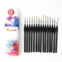 Factory Wholesale 15PCS Brush Set Professional Oil Paint Artist Brush with Nylon Bag Acrylic Artist