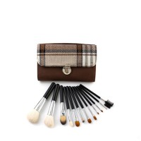 12 Pieces Professional Kabuki Makeup Brush Set Natural and Synthetic Hair with PU Leather Bag Esg105