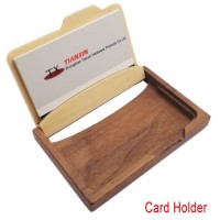 Custom Wood Business ID Name Card Case Holder