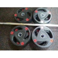 Ont-S15 Home Workout Free Weight 3 Holes Black Rubber Plate Rubber Weight Lifting Plate Barbell Weig