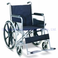 Portable Folding Wheelchair Der Rollstuhl Invalid Carriage with Solid Front and Rear Wheel