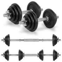 Weight Lifting Equipment Adjustable Chrome Painting Dumbbell Barbell Set