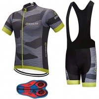 Men's Quick-Dry Road Bike Bicycle Cycling Shirt Bib Shorts Jersey with 9d Gel Padded MTB Riding
