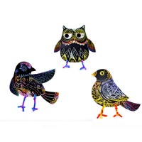 Birds Cubic Scratch Paintings Art Paper Children 3D DIY Toys