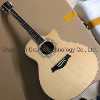 Custom Aaaa All Solid Spruce Top 6 Strings Cutaway Acoustic Electric Guitar