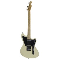 Cream/Red/Natural Wood Color Jazz-Tele Electric Guitar