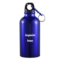 Compact Aluminum Sports Water Bottle w/ Carabiner 14 oz.