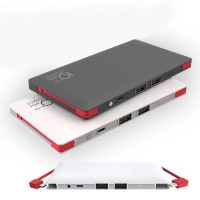 super slim portable power bank 10000mAh  with dual cable