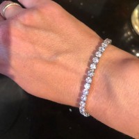 Jewelry 18k Rose/White Gold Chain Round  Zirconia Diamond