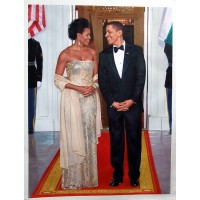 President Obama and wife Michelle Portrait photo to painting