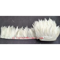 Stripped Soft Goose Feather Fringe Sewn On Cord